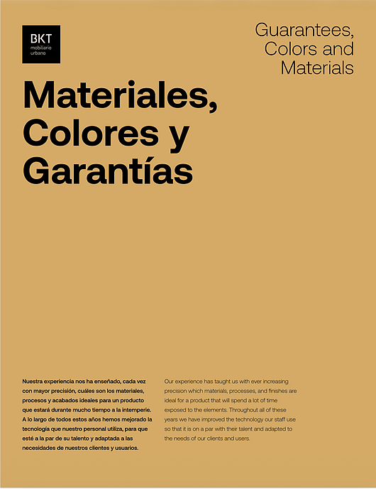 Materiales, Colores y Garantías
