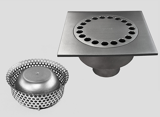 Pileta Sofonica inoxidable AISI 304 con canastillo para retención de solidos extraible - 0114