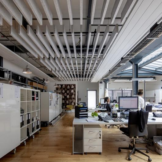 Acoustic Ceilings HeartFelt® Baffle Ceiling System from Hunter