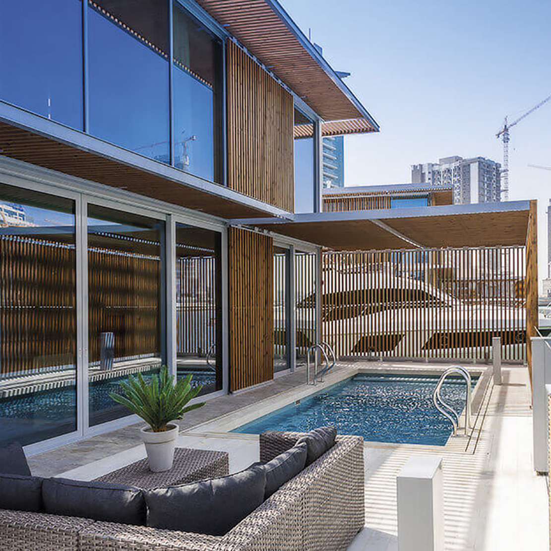 Gallery of Lunawood Thermowood Façade in Marasi Water Homes in Dubai 1