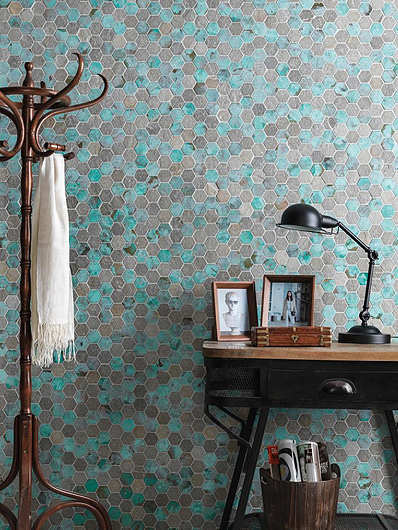 Worn Hexagon Verdigris