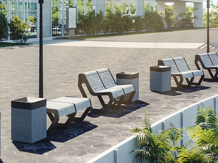 Blanco street bench with customizable elements