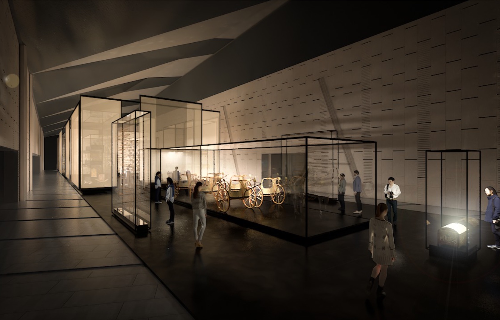 Gallery of Display Cases in the Grand Egyptian Museum 1