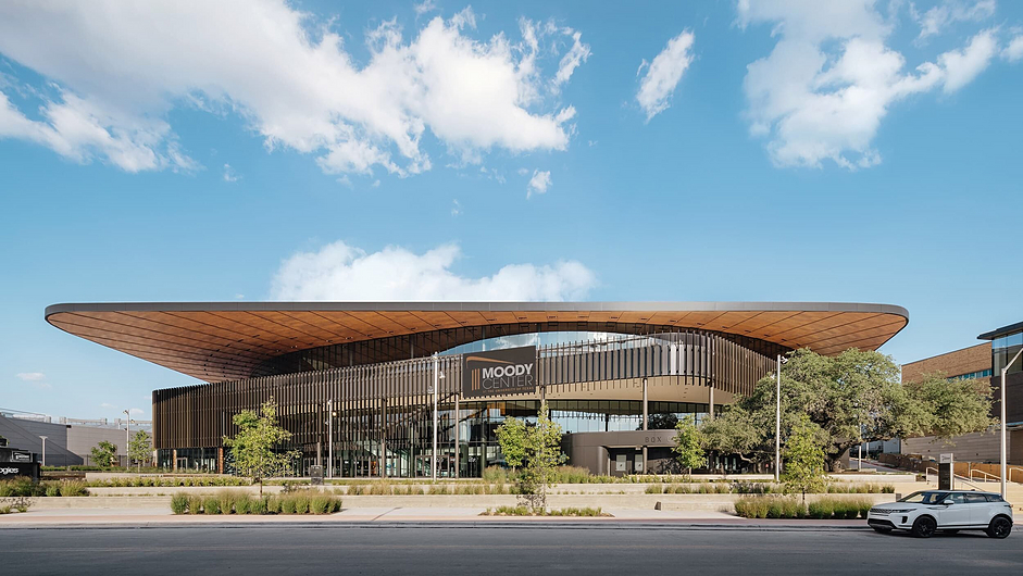 Curved Wooden Soffit in the UT Moody Center Arena