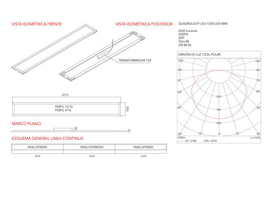 Detalles Lámpara LED Quadrolight - Hunter Douglas