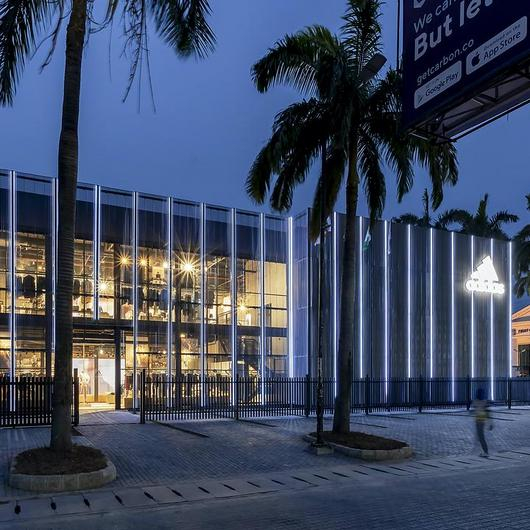 Sinus-Formed Perforated Aluminium Panels at Adidas Lagos / Kasso