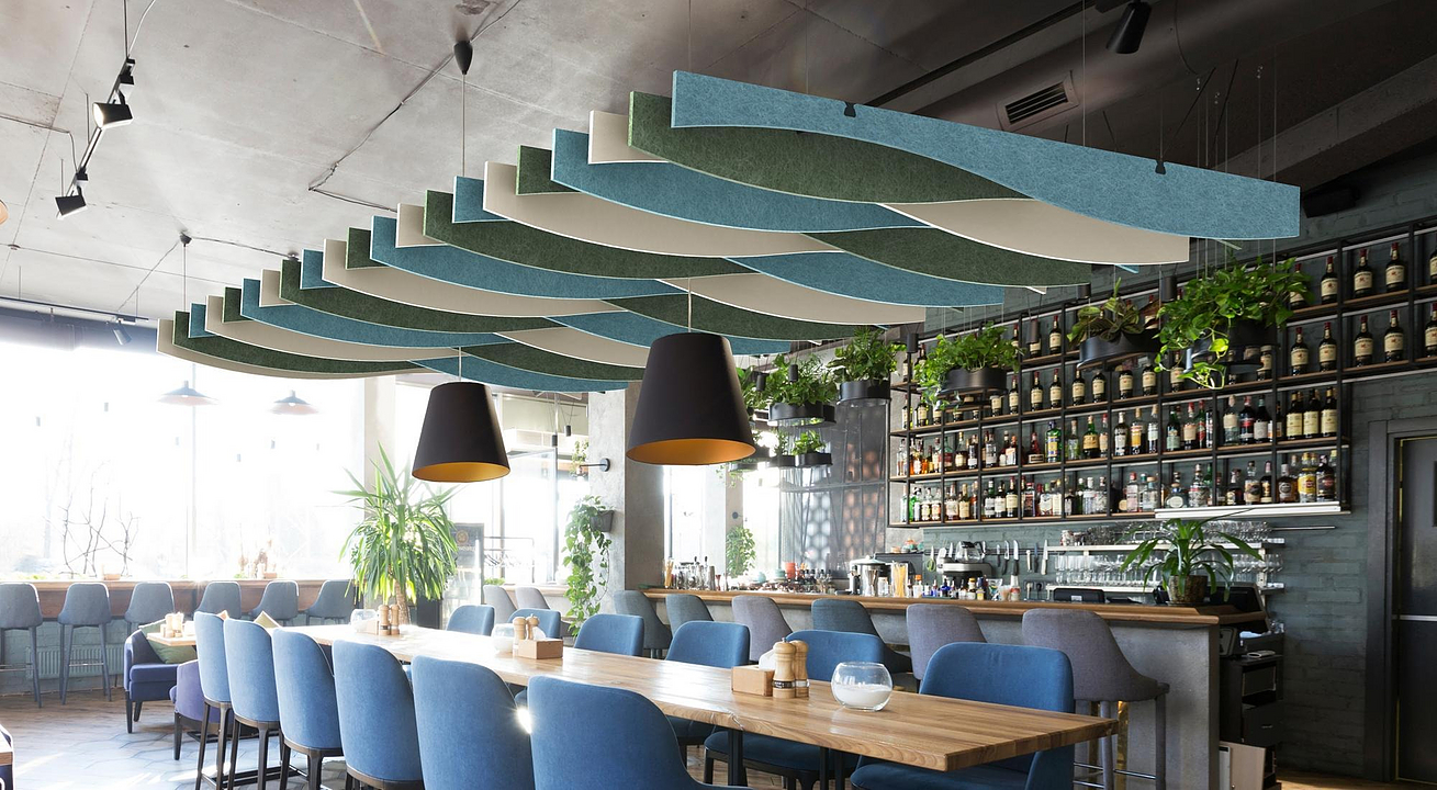 Array Acoustic Ceiling Baffle System from Woven Image