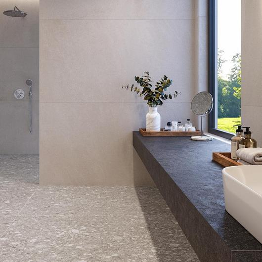 Revestimiento porcelánico tipo terrazo - Leuven Gray / Cesantoni